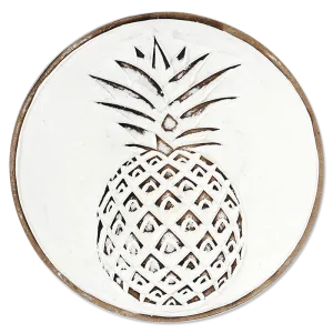 Whitewash Pineapple Wooden Trivet, 2 sizes