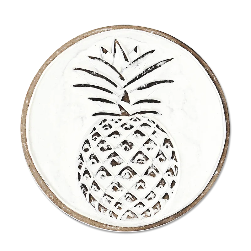Whitewash Pineapple Wooden Trivet, 2 sizes