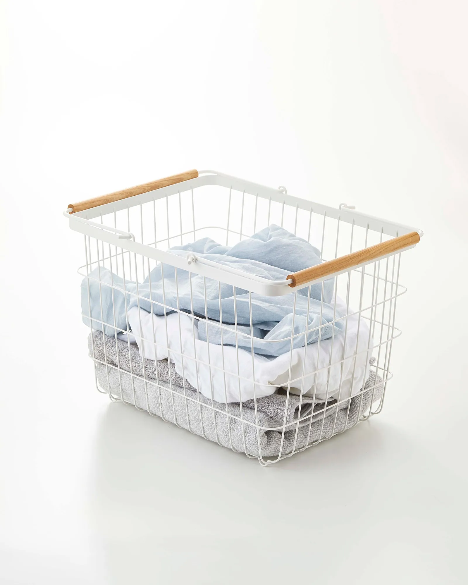 Wire Basket - Two Sizes - Steel   Wood