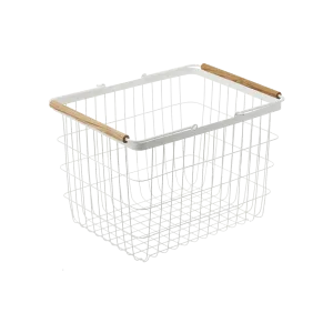 Wire Basket - Two Sizes - Steel   Wood