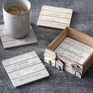 Wooden Family Coasters Set Of Four