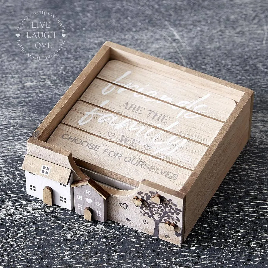 Wooden Family Coasters Set Of Four