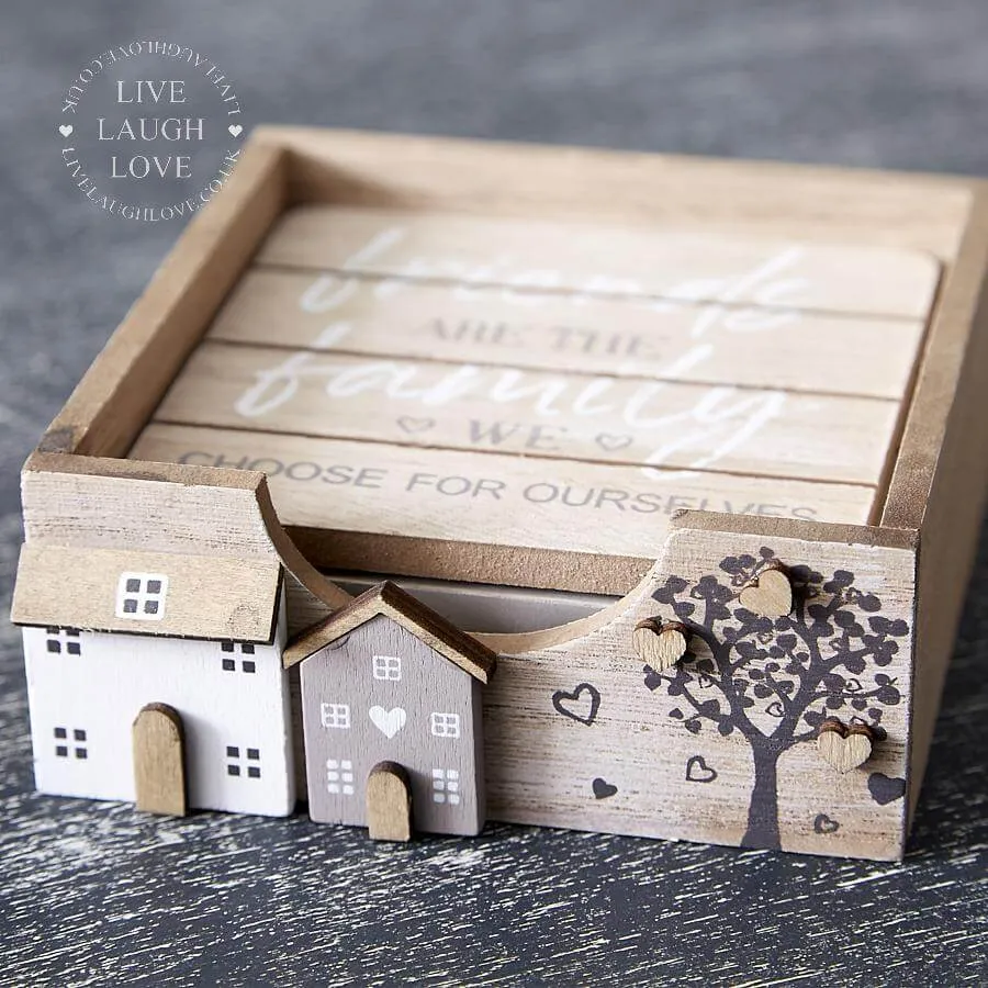 Wooden Family Coasters Set Of Four