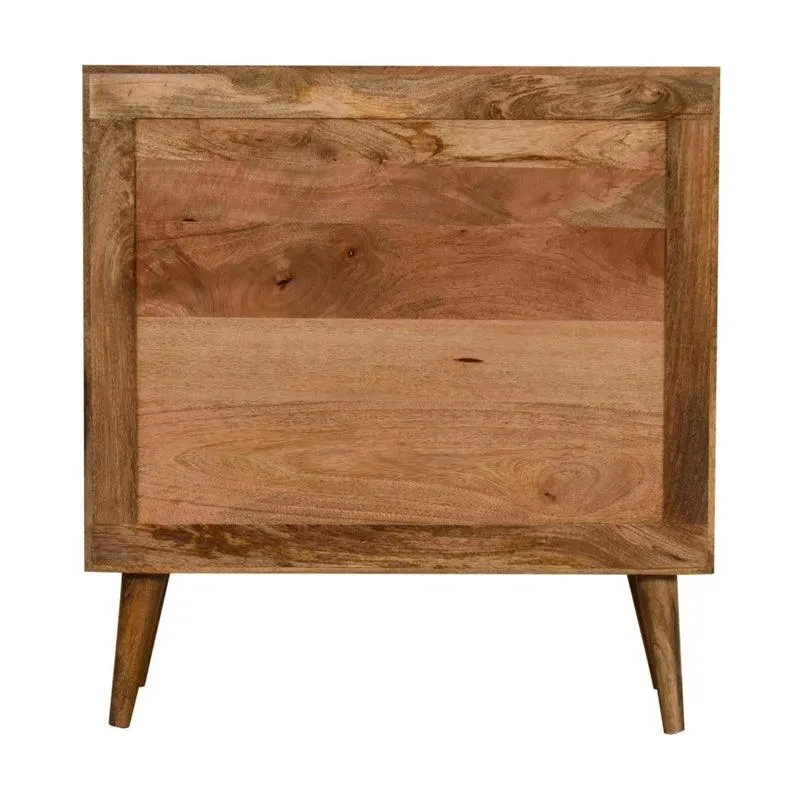 Wooden Twist Oak Rattan Leaf Design Acacia Wood Sideboard Cabinet with 2 Doors