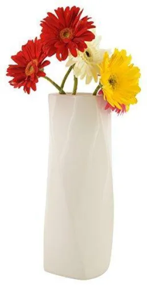 WOODENCLAVE Ceramic Flower Vase (White_10.5 X 10.5 X 31 Cm)