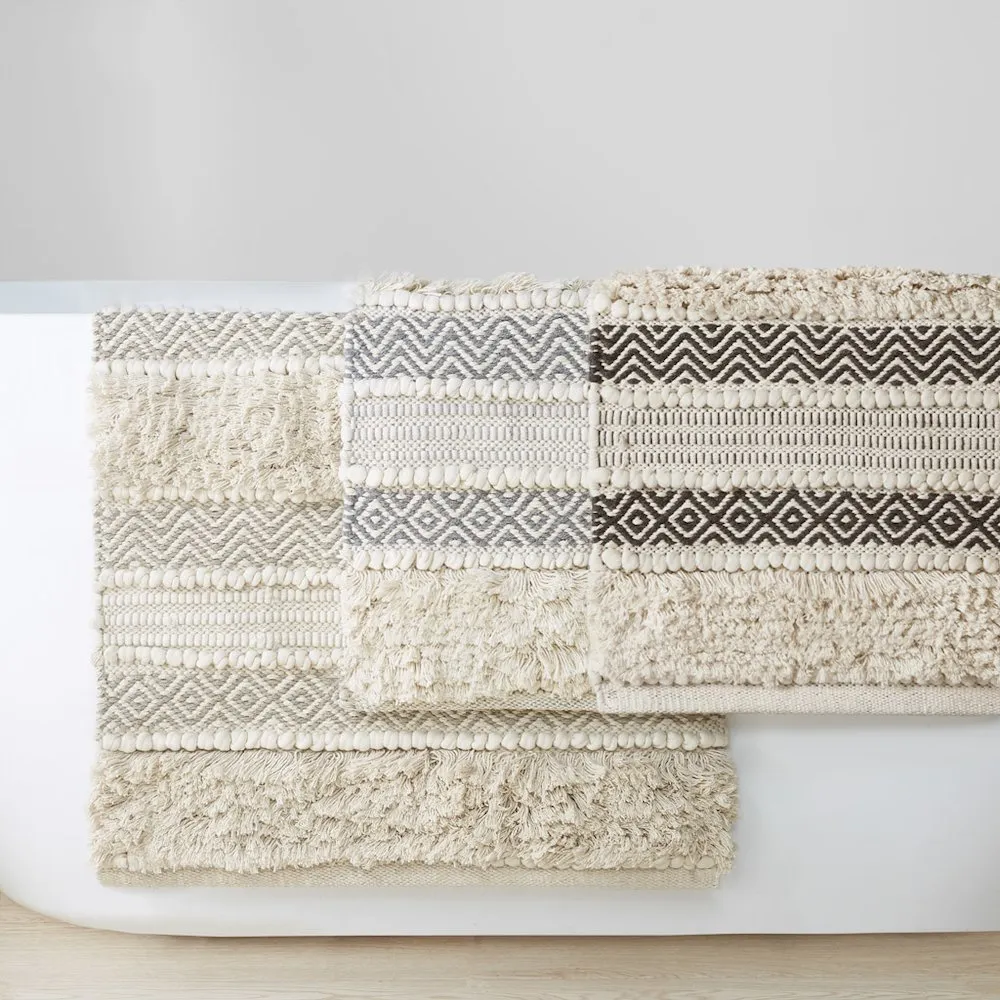 Woven Texture Stripe Bath Rug
